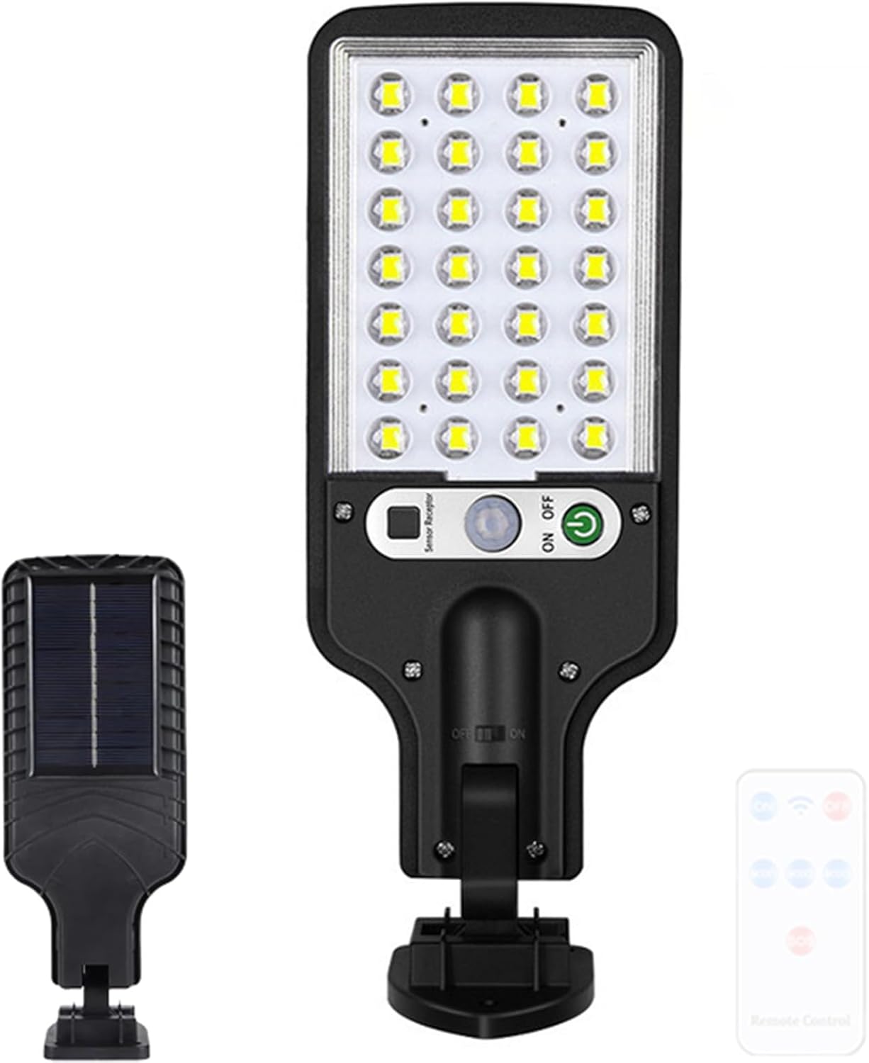 Zewnętrzna lampa ścienna LED zasilana energią słoneczną z czujnikiem ruchu, lampa ścienna z pilotem, wodoodporna IP65, bezprzewodowe oświetlenie ści