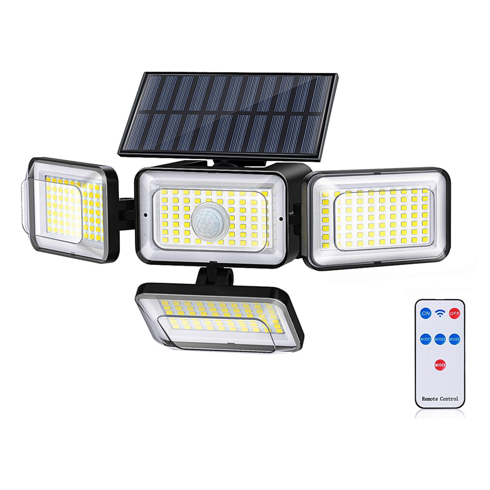Solarne lampy zewnętrzne z czujnikiem ruchu 288 LED, szerokokątne oświetlenie, wodoodporność IP65, lampy solarne bezpieczeństwa, do patio, ogrodu.