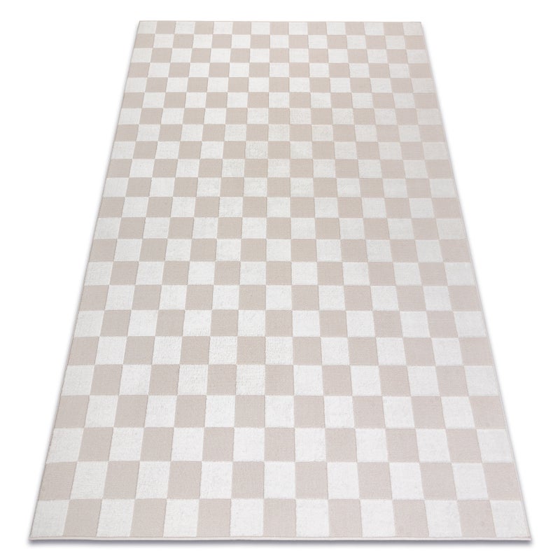 Dywan AURA EB112 krem - Szachownica, strukturalny, nowoczesny 80x150 cm