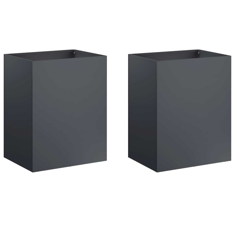 2x Donica Ogrodowa Stalowa 40x30x50 cm Antracytowa na Taras na Balkon