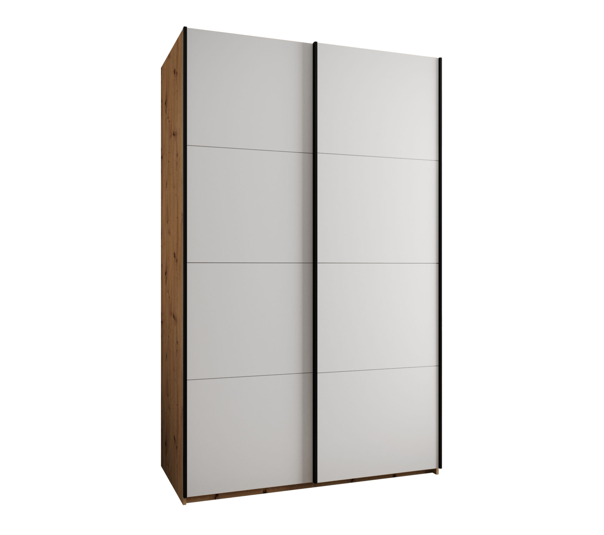 Szafa przesuwna wysoka Lux 1 150 x 64 x 245,5 cm artisan + biały + u. czarny - Abiks Meble