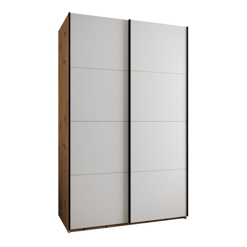 Szafa przesuwna wysoka Lux 1 150 x 64 x 245,5 cm artisan + biały + u. czarny - Abiks Meble