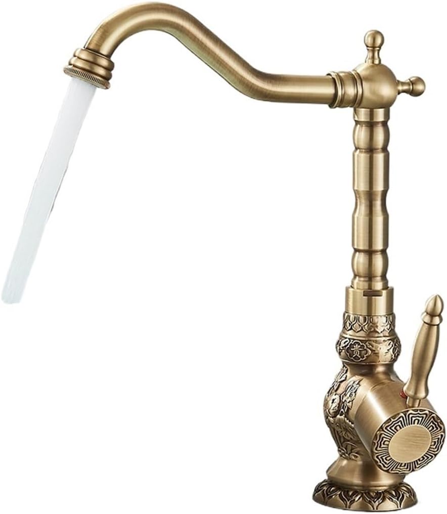 Hydrauliczna bateria umywalkowa, bateria rzeźbiona, bateria jednouchwytowa obrotowa, łazienka i kuchnia (wysoki standard).