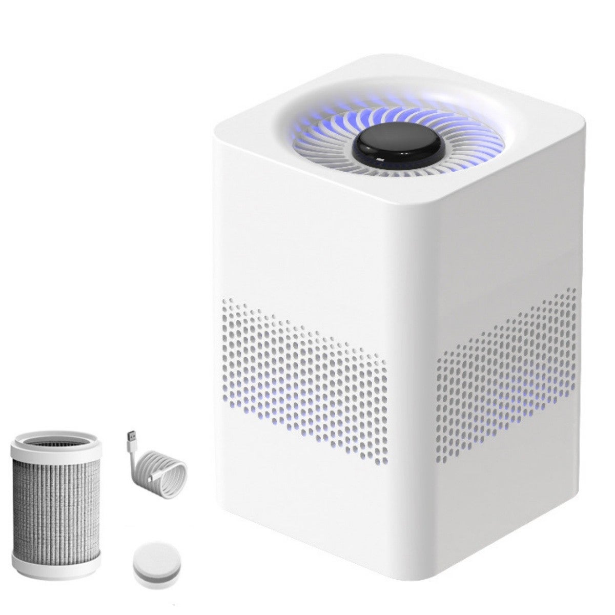 Oczyszczacz powietrza, filtr jonizujący, domowy eliminator zapachów, usuwanie formaldehydu, zasilanie USB, 12,2 x 12,2 x 19,5 cm