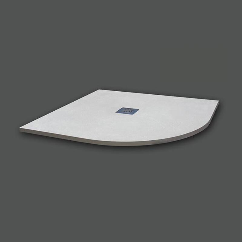 PółokrągłyBrodzik Vulcano Line Slim 80x80 cm w kolorze białym z żywicy syntetycznej i marmurowego proszku z odpływem swobodnym - FRASCIO