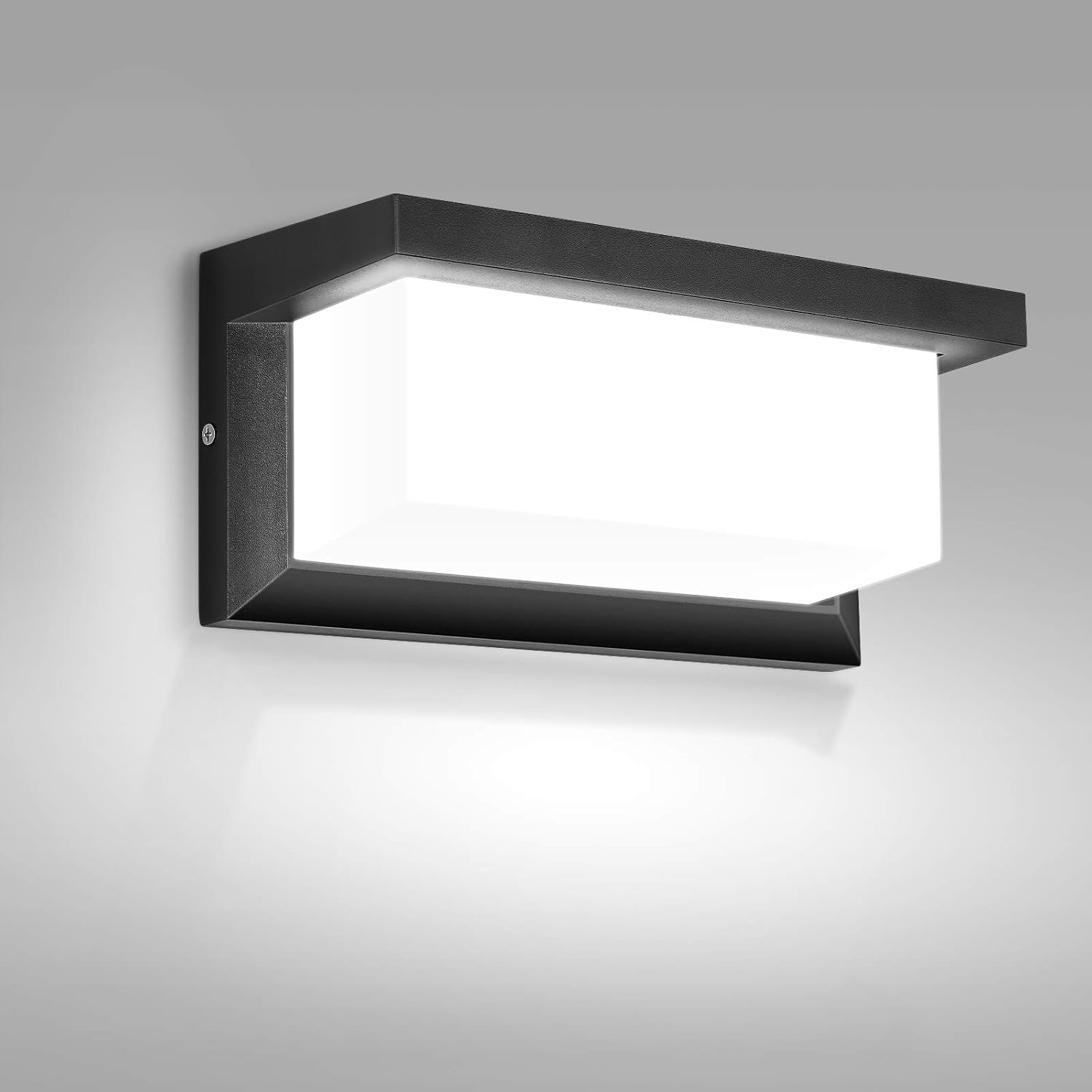 Dekoracyjna lampa ścienna zewnętrzna (chłodna biel), prosta lampa ogrodowa, 12 W, wodoodporna IP65, idealna do dziedzińca, ogrodu, patio, willi, koryt