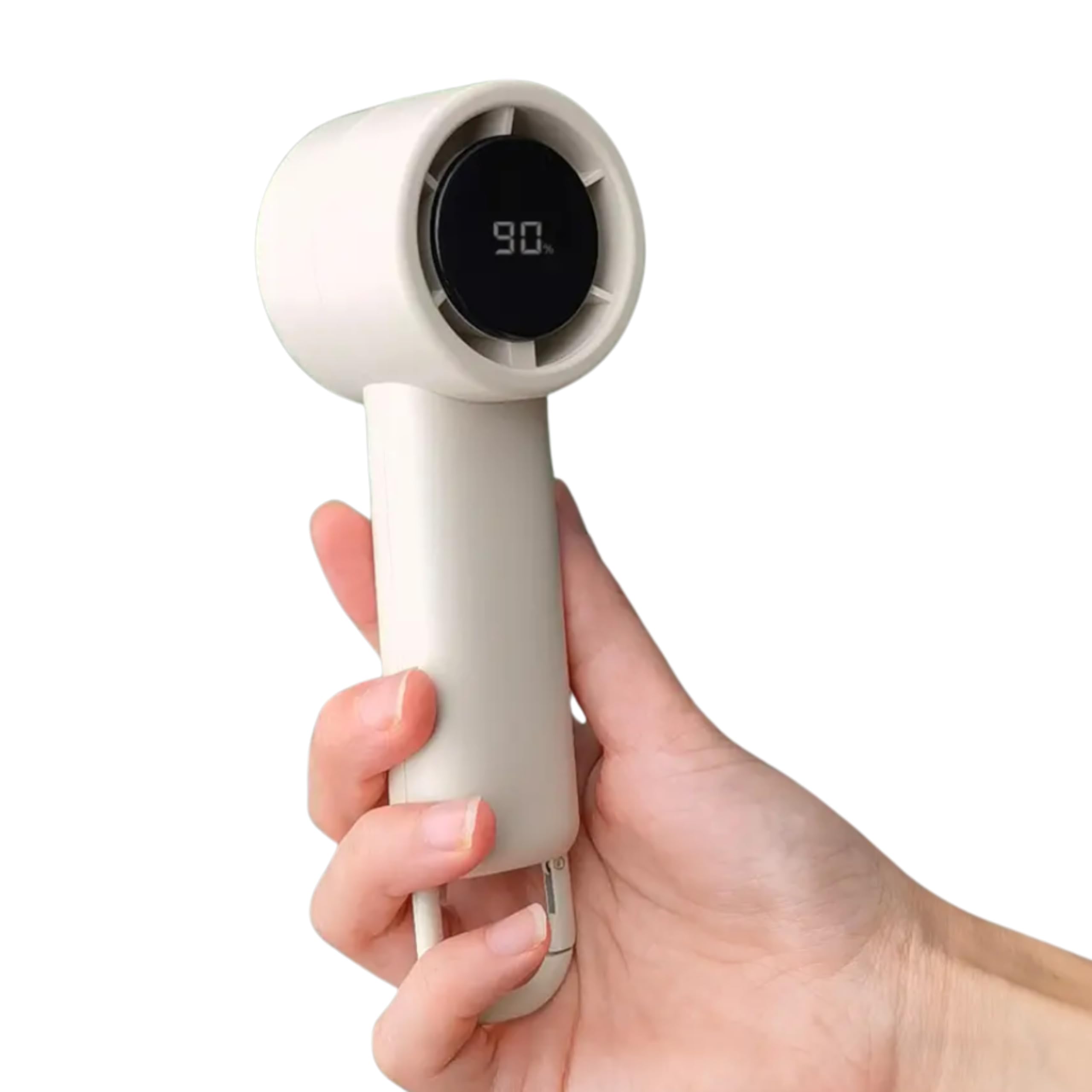 Mini przenośny wentylator turbo, prędkości 1-100, USB, ładowalny, mocny, kieszonkowy, podróżny, na koncert, do makijażu, do rzęs, biały