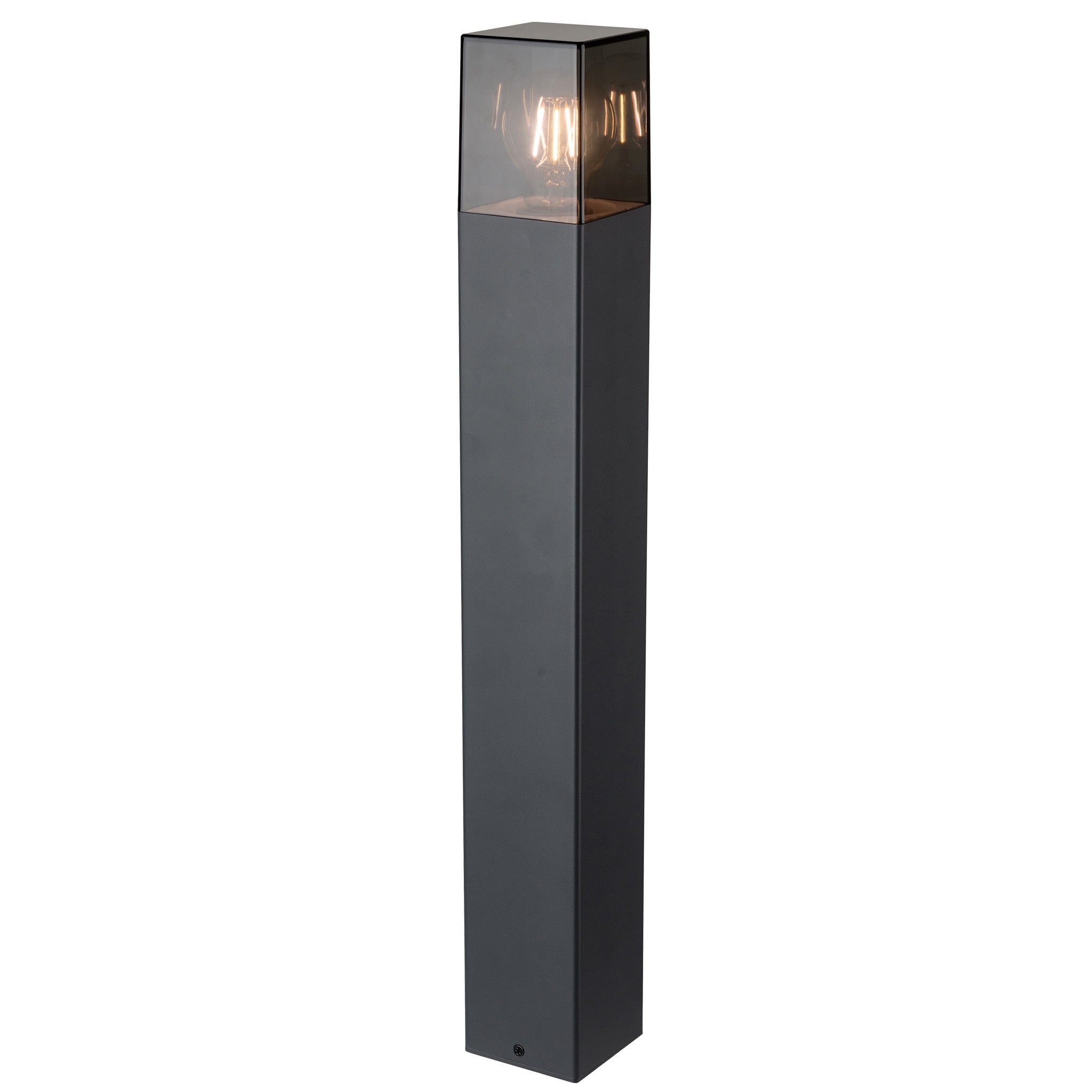 Lampa ogrodowa słupek E27 LED 80cm IP44 kwadratowa stojąca zewnętrzna czarna XUDO