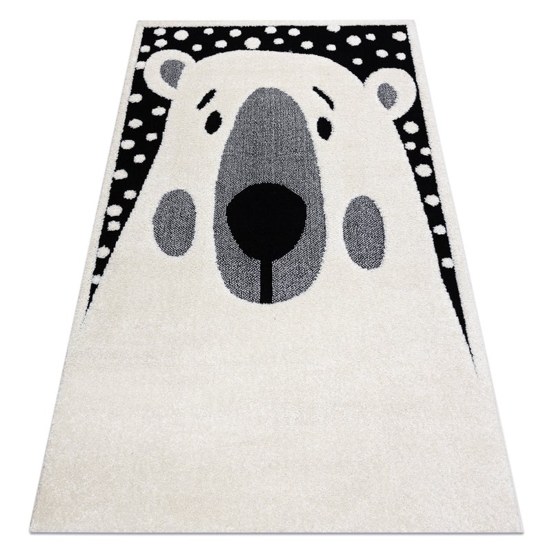 Dywan dziecięcy JOY Teddy miś, dla dzieci - Strukturalny, dwa poziomy runa krem / czarny 140x190 cm