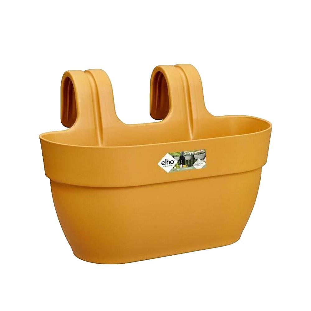 Elho Vibia Campana Easy Hanger Średnia plastikowa doniczka balkonowa, miodowo-żółta - 36 x 24 x 26,5 cm