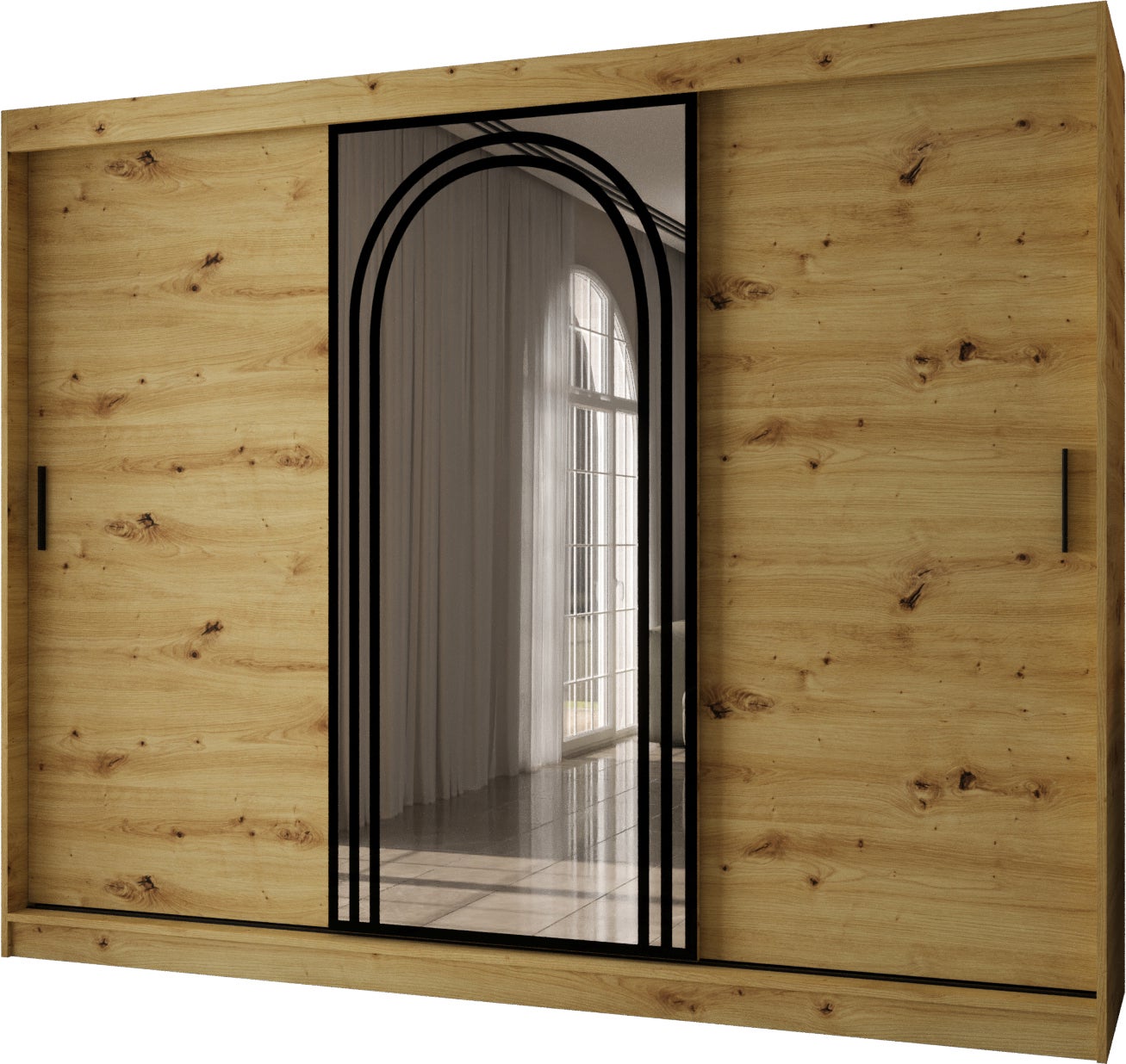 Szafa przesuwna z lustrem VIGO 250 x 62 x 200 artisan + u. czarny