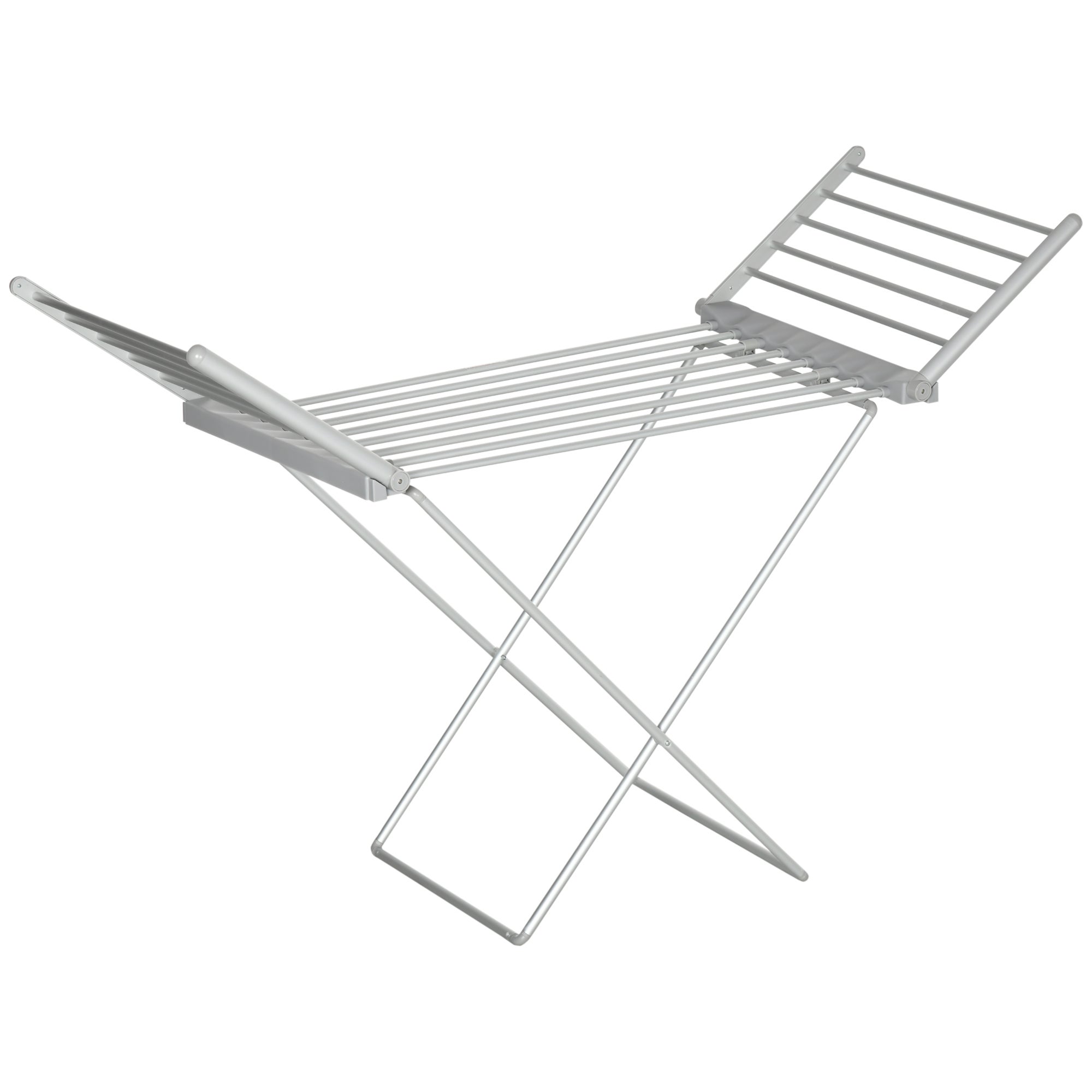 Elektryczna suszarka grzewcza ze skrzydłami, składana, zajmująca mało miejsca, wykonana ze stopu aluminium, 144 x 53 x 91 cm, srebrna