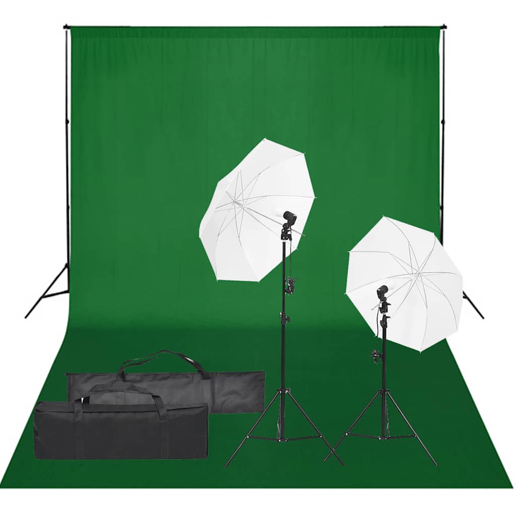 Fotograficzny zestaw studyjny z lampami i tłem vidaXL