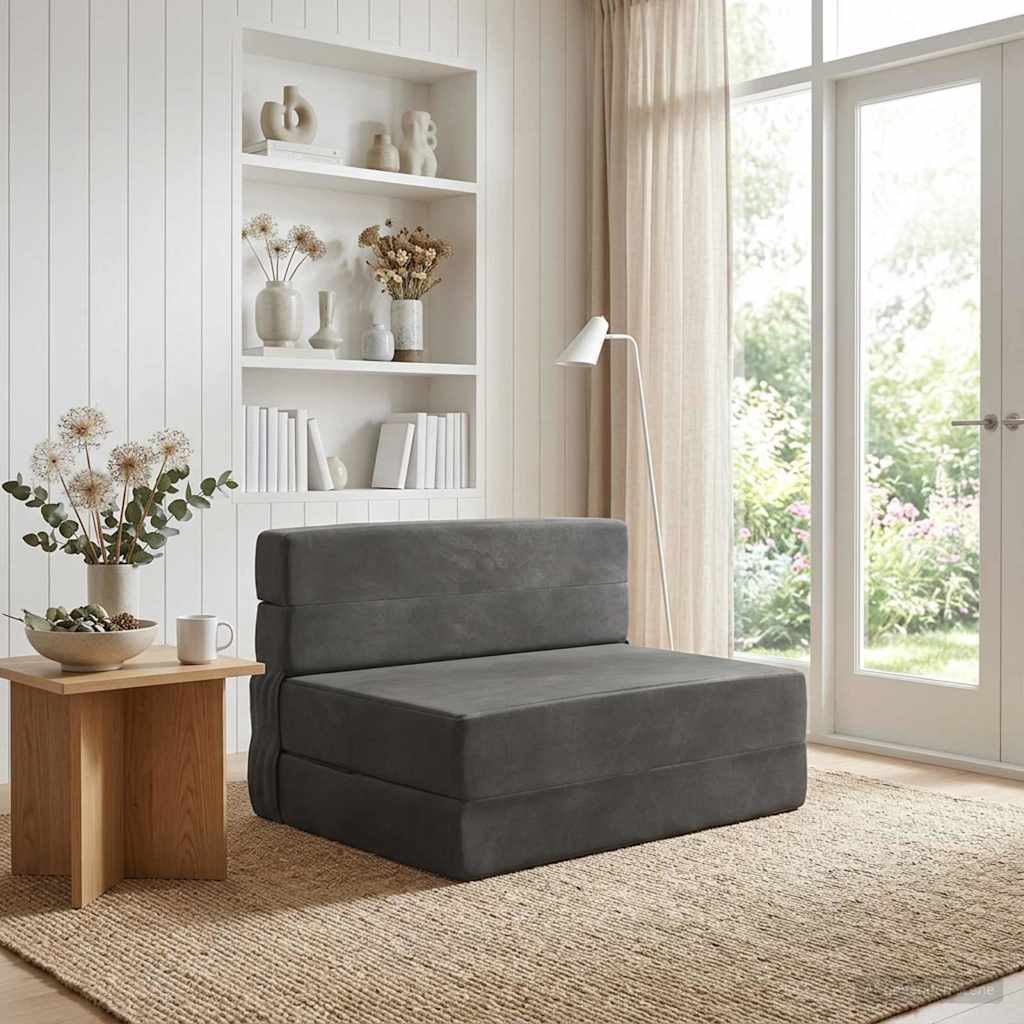 Składana Sofa Łóżko ciemnoszary 100 x 80 x 60 cm tkanina vidaXL