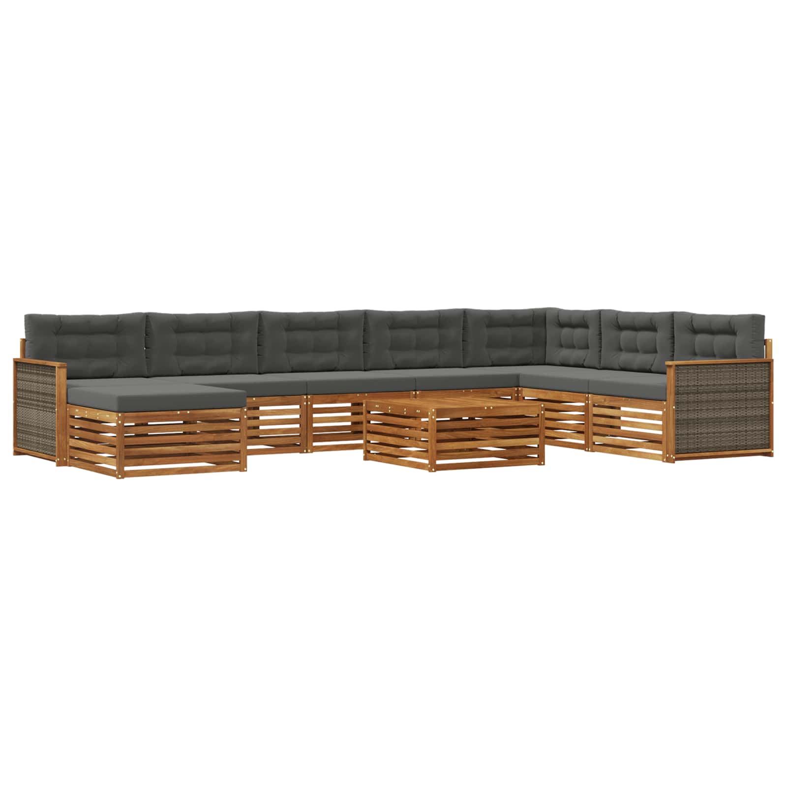 Zestaw sof na zewnątrz z poduszką 9 pcs Naturalny i Antracytowy