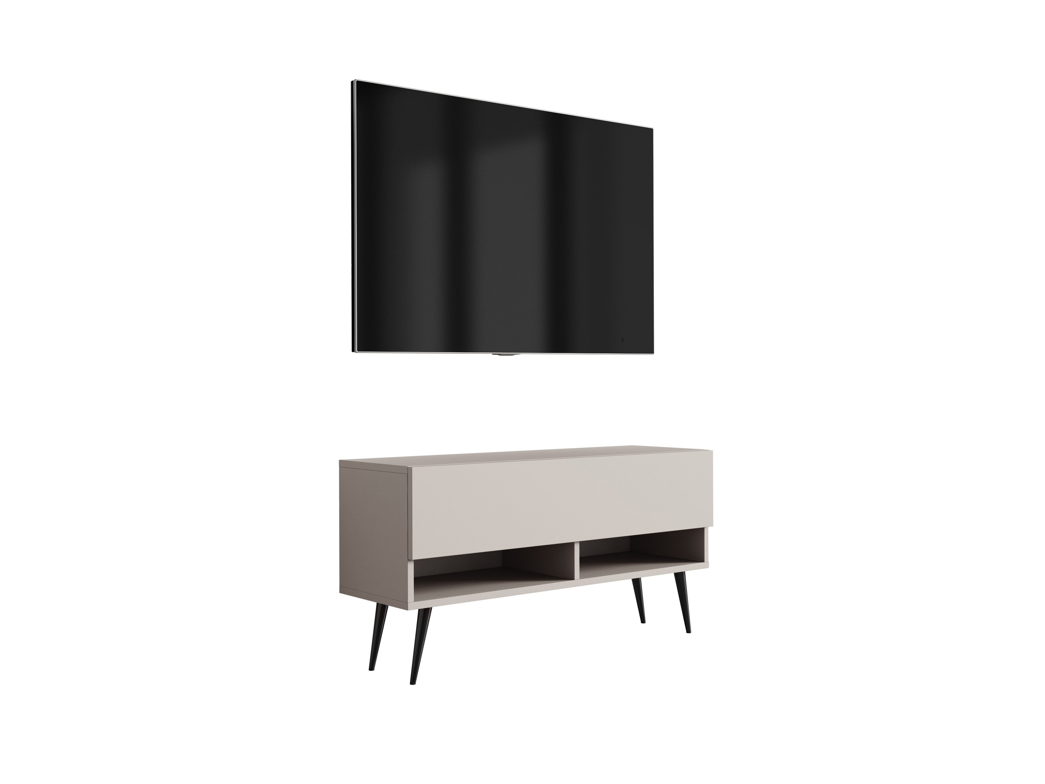 Szafka pod telewizor 100 cm Kaszmir, nóżki pochyłe czarne, 100 × 32 × 52 cm