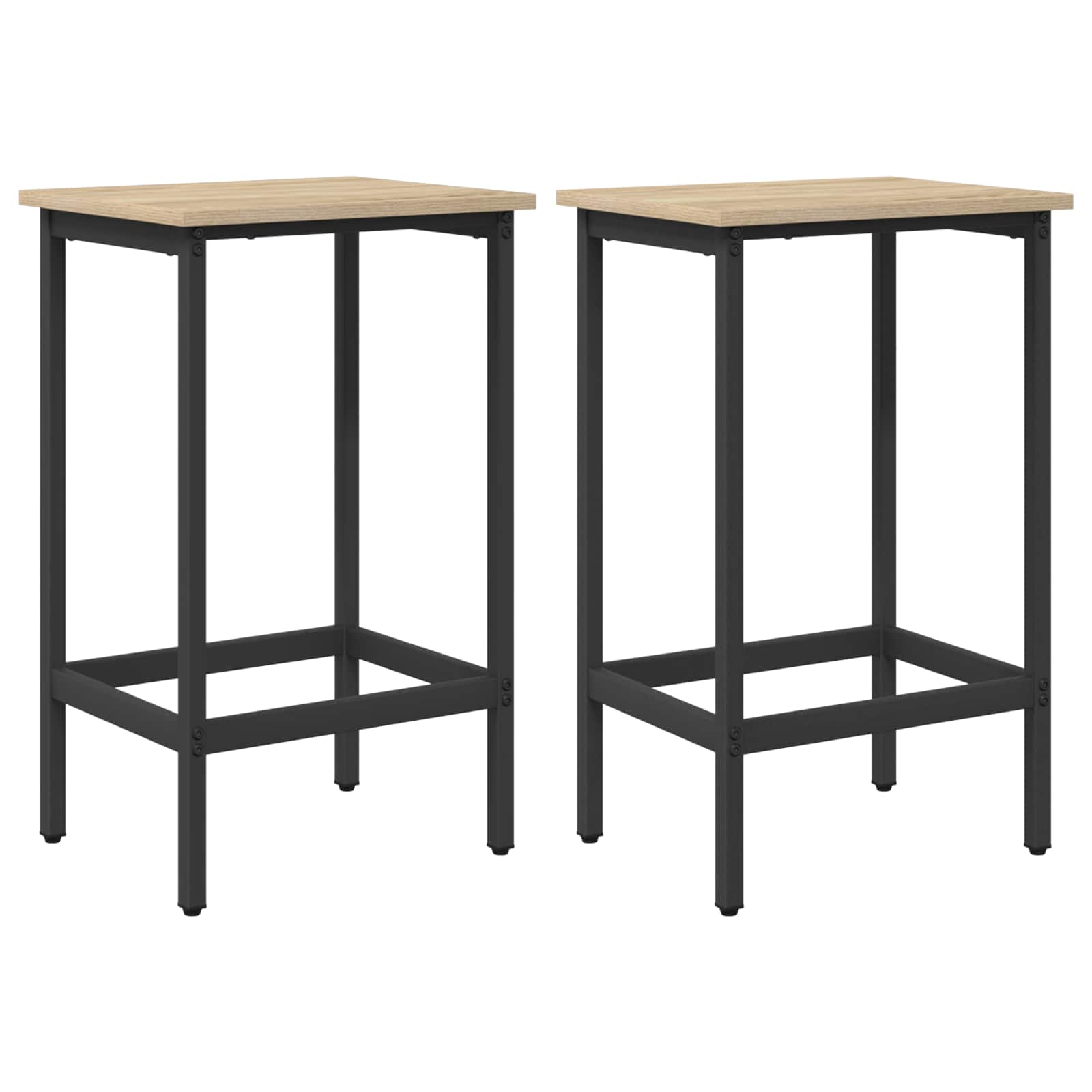 2x Hoker Barowy Metalowy do Kuchni Dąb Sonoma z Podnóżkiem