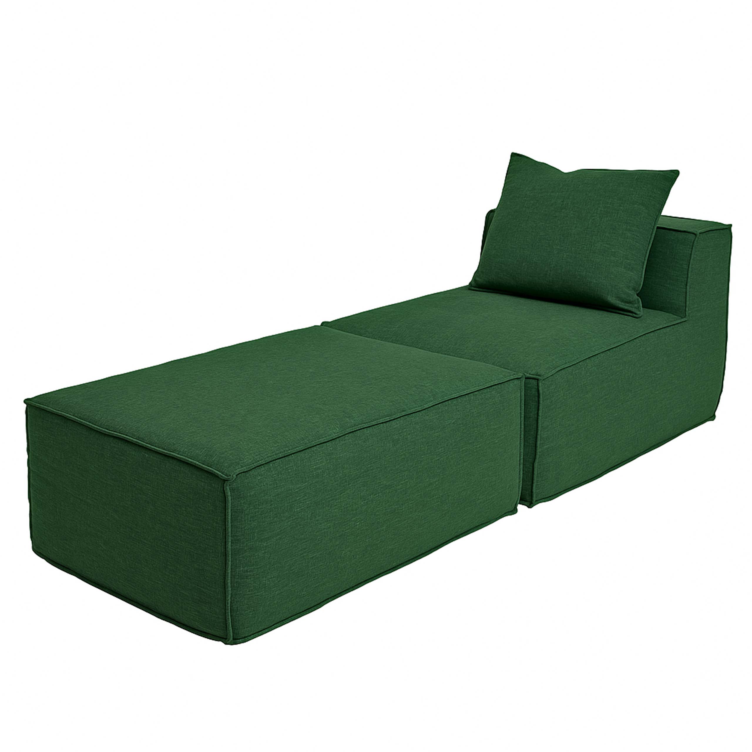 Szezlong/akcesoria do sofy HWC-O54, fotel otomana recamiere, tkanina/tekstylia (300 g/m²) 63 x 75 x 194 cm ~ zielony