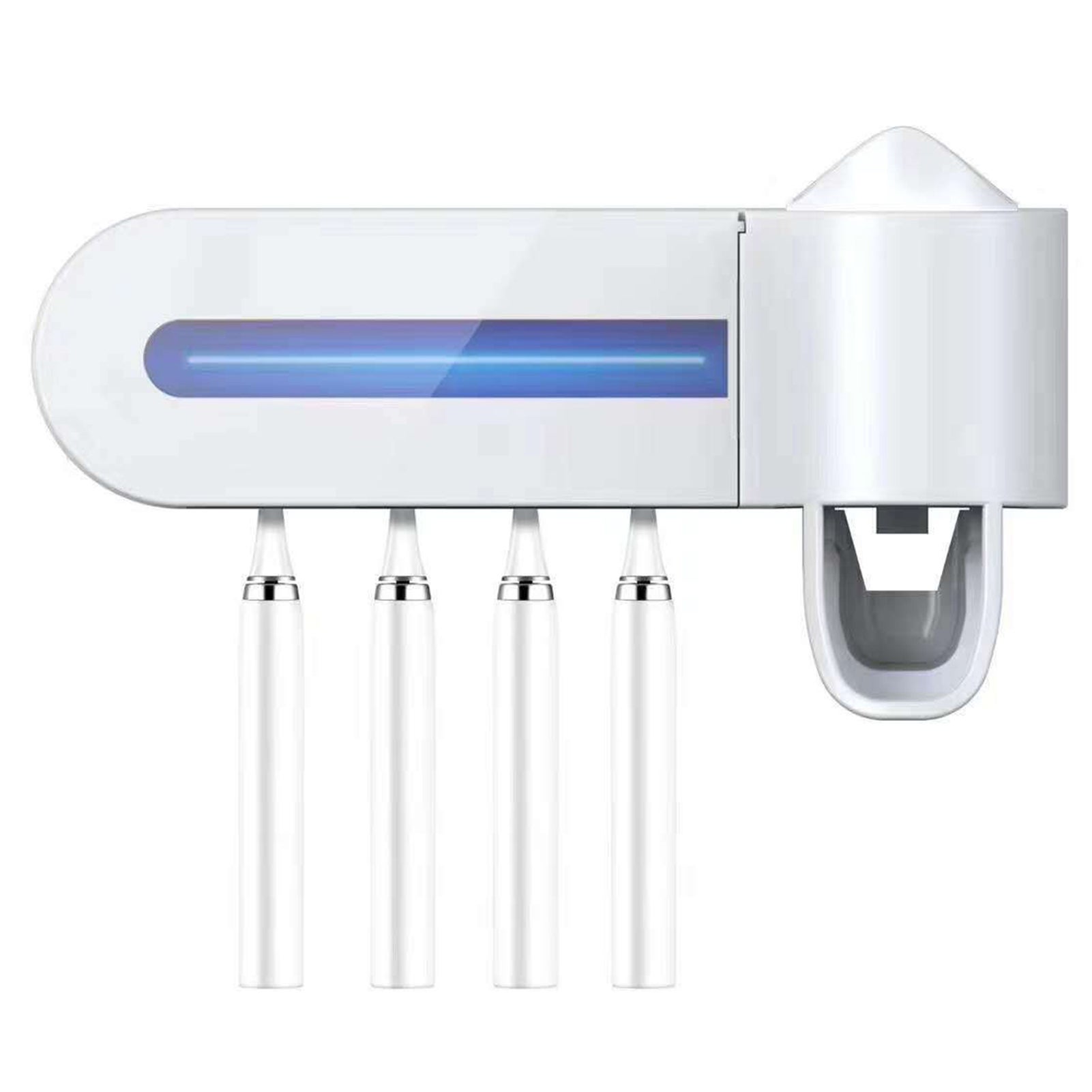 Uchwyt na szczoteczki do zębów z lampą UV, montowany na ścianie, automatyczny dozownik pasty do zębów, ładowanie USB, organizer dla kobiet i dzieci