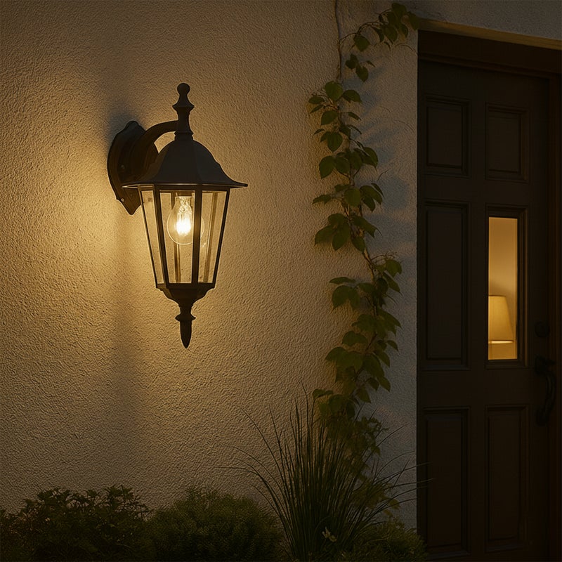 Kinkiet Ogrodowy Lumiled Elewacyjny Zewnętrzny E27 Latarnia do Dołu Czarna 1 szt.