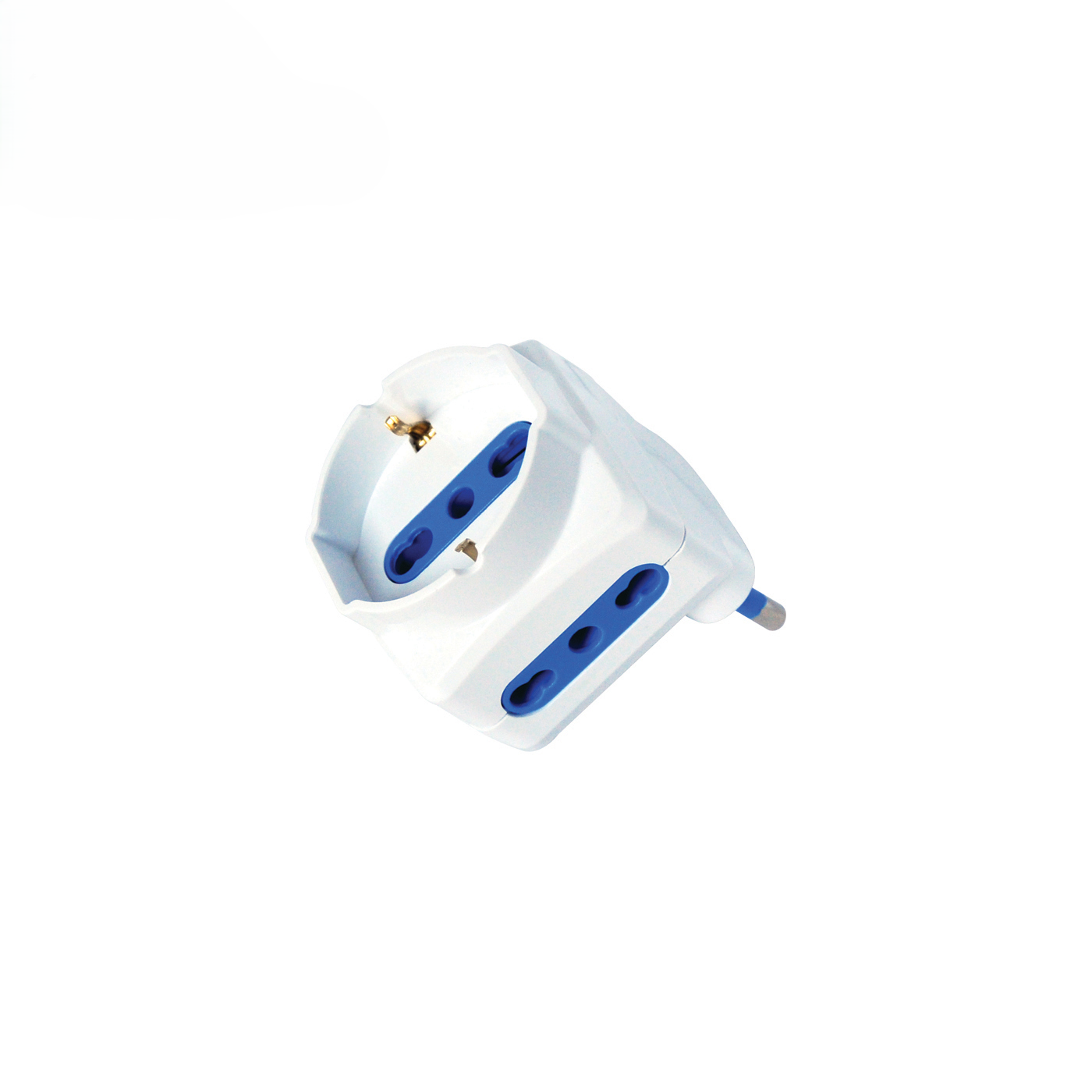 Adapter Alcapower 16A, 2 gniazda 10/16A i 1 uniwersalne Schuko, biały, maks 1500W, wtyczka 3-pinowa Oszczędność miejsca