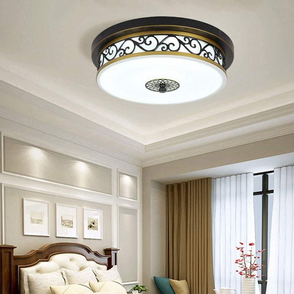 18W LED Retro Okrągła Lampa Sufitowa Antyczny Klasyczny Design Metalowy Klosz Szklany Lampa Sufitowa Vintage 30 cm, Chłodna Biel, Czarny