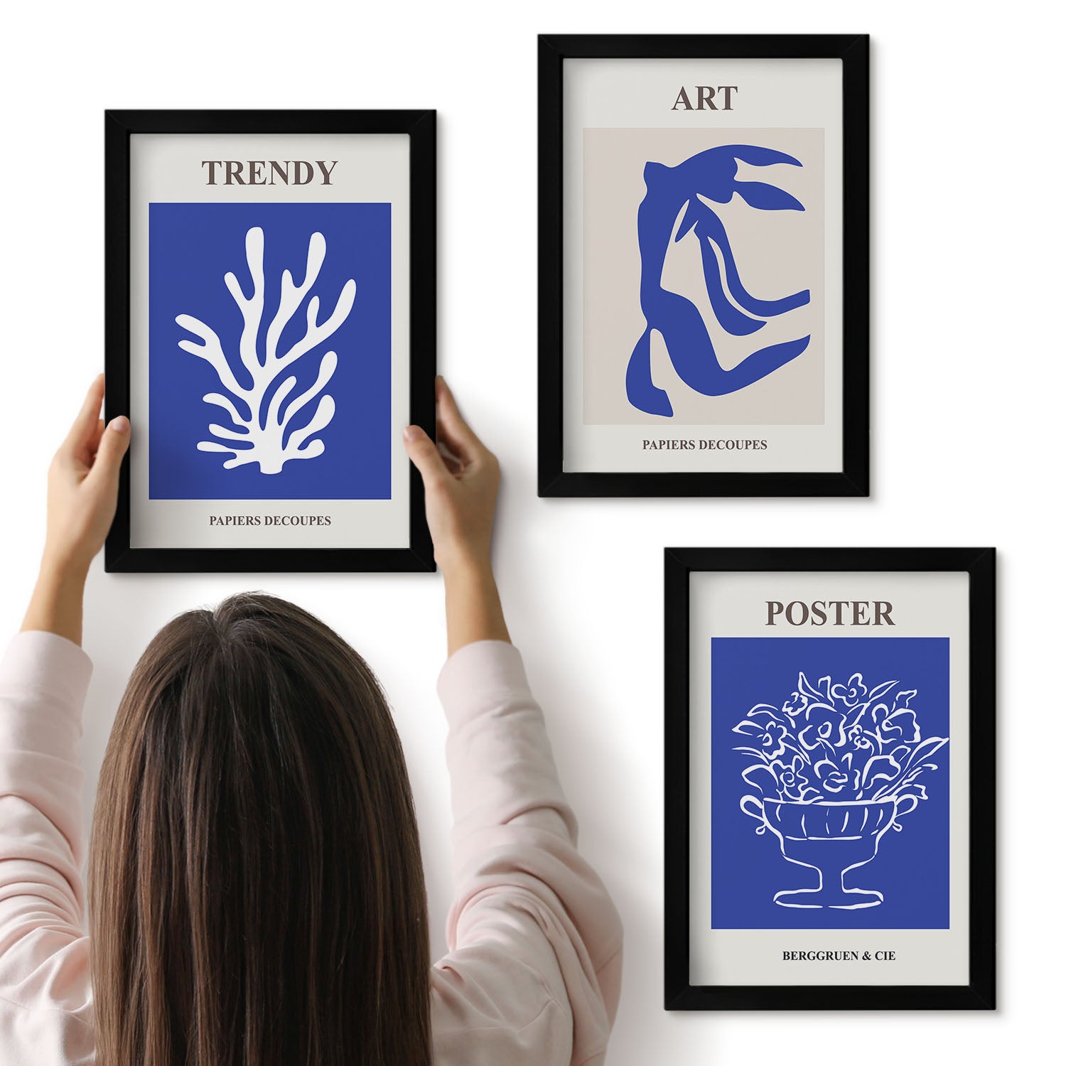 Galeria ścienna 3-częściowy komplet obrazów w czarnych ramach - Abstrakcyjne artystyczne postery Henri Matisse - ArtPrintCave