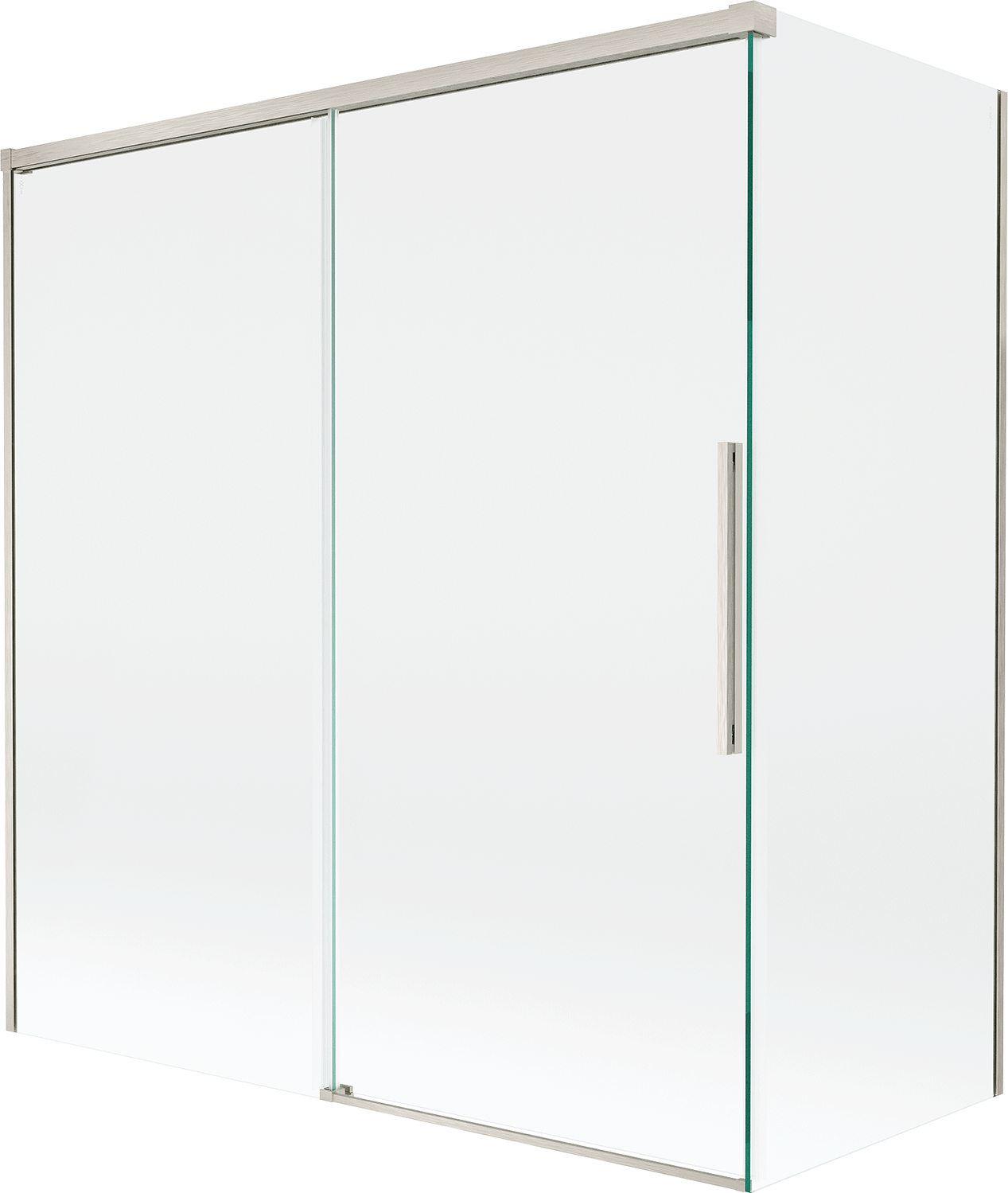 Mexen Rox parawan nawannowy 2-skrzydłowy rozsuwany 150 + 70 x 150 cm, transparent, nikiel szczotkowany - 8C9-150-070-97-00