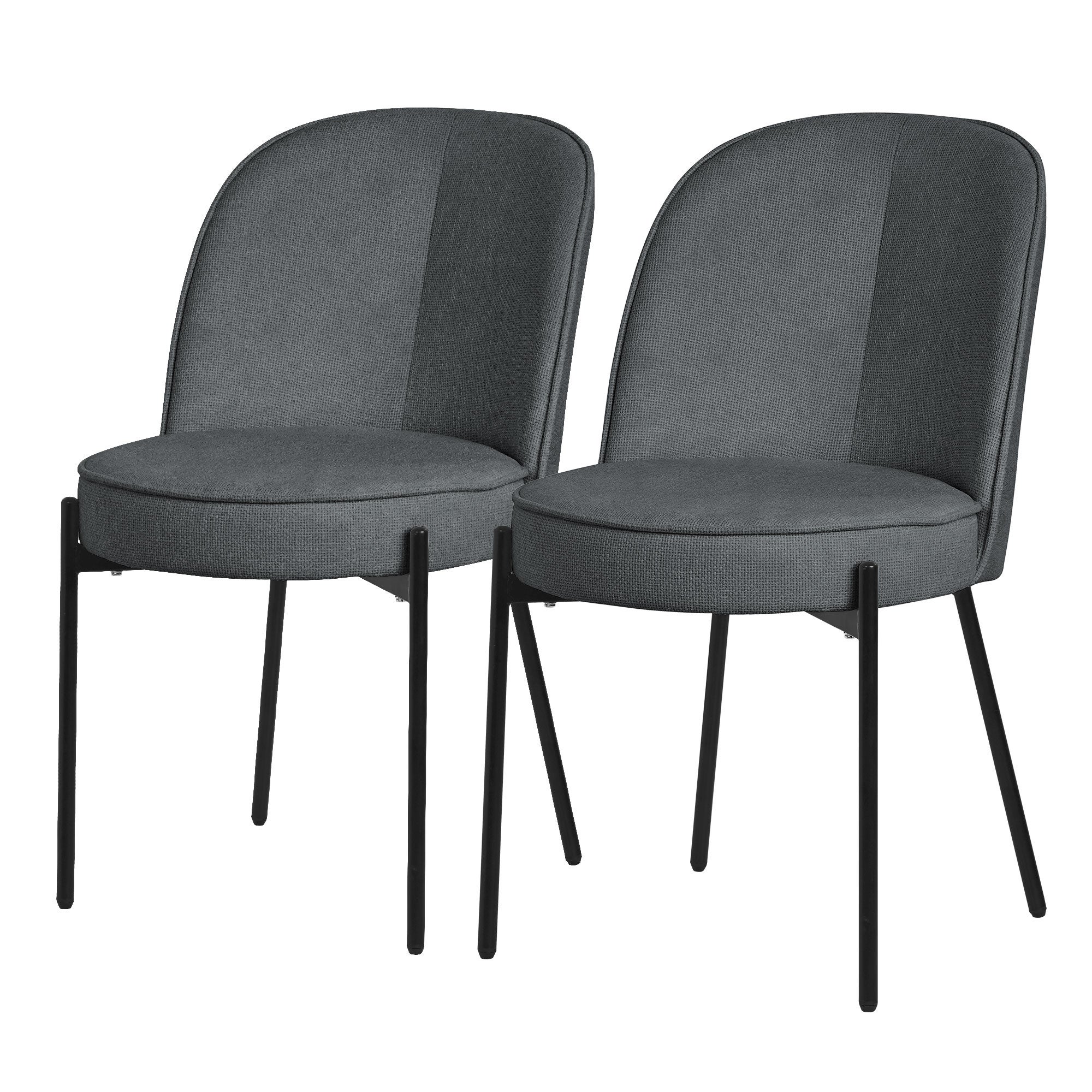 ML-Design krzesła okrągłe do jadalni zestaw 2 antracyt tapicerowane fotele krzesła kuchenne ergonomiczne wygodne metalowe nogi styl nowoczesny