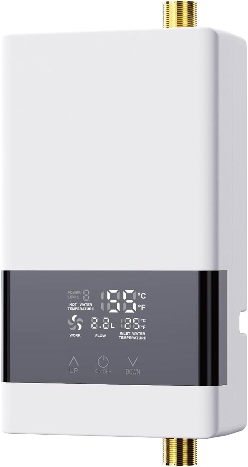 Przepływowy podgrzewacz wody bez zbiornika, 6000 W, 220 V, odpowiedni do pryszniców, zlewów kuchennych, łazienek i kamperów, biały.