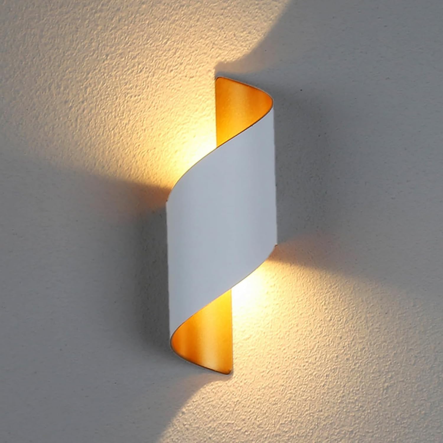 Nowoczesna spiralna lampa ścienna zewnętrzna 10 W – metalowa lampa ścienna LED 3000 K, ciepła biel, do baru, sypialni, kuchni (biała)