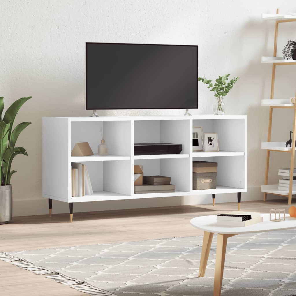 Szafka pod TV, biała, 103,5x30x50 cm, materiał drewnopochodny
