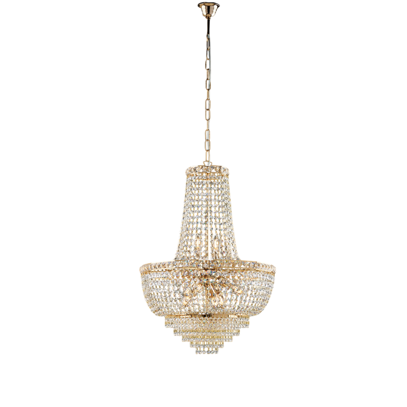 Lampadario in ferro e ottone dorato con strass 8 luci H.73 - MAX 133 - Ø52