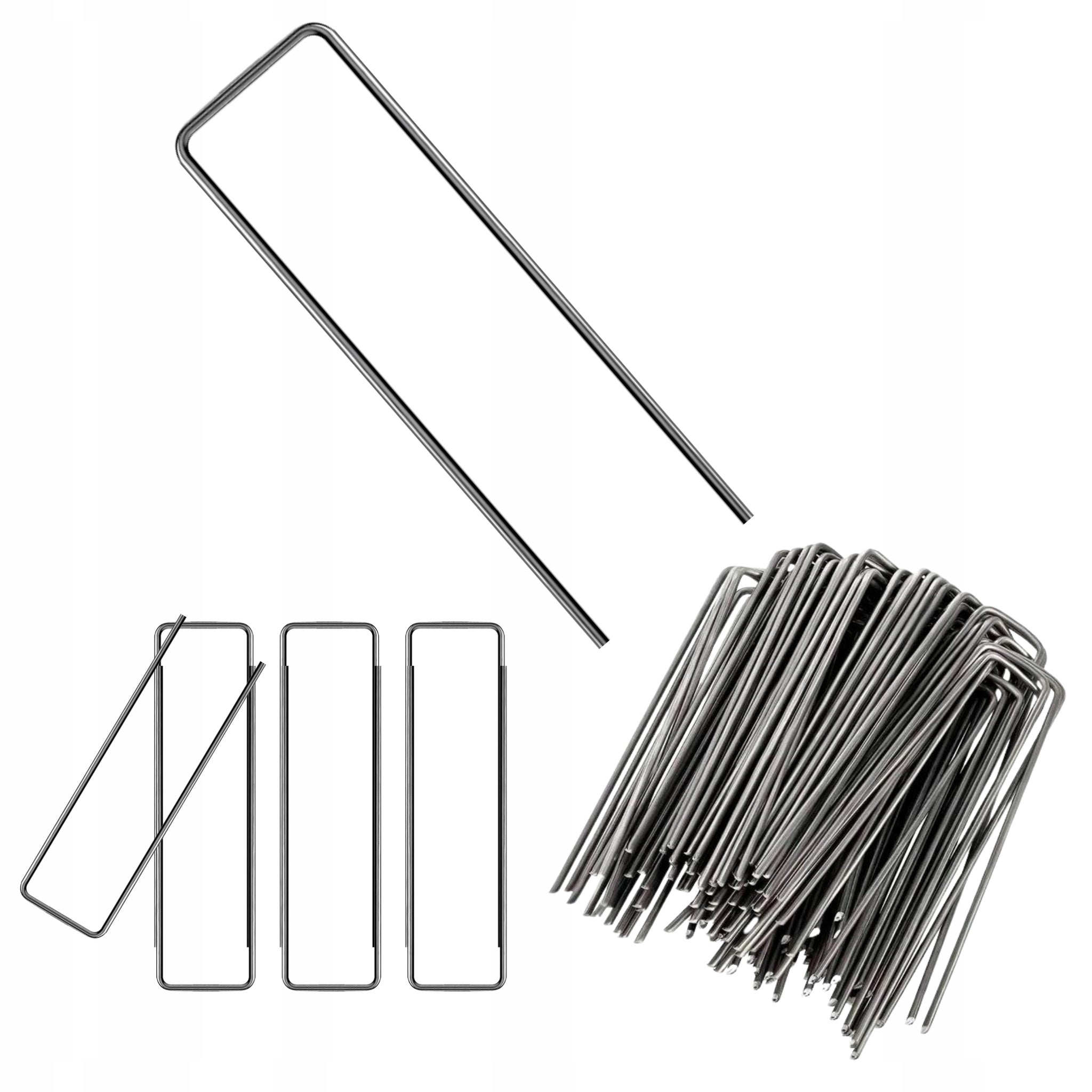 Szpilki metalowe U do agrowłókniny agrotkaniny geowłókniny 3 x 15 cm 100 sztuk Ogrodowy Młyn