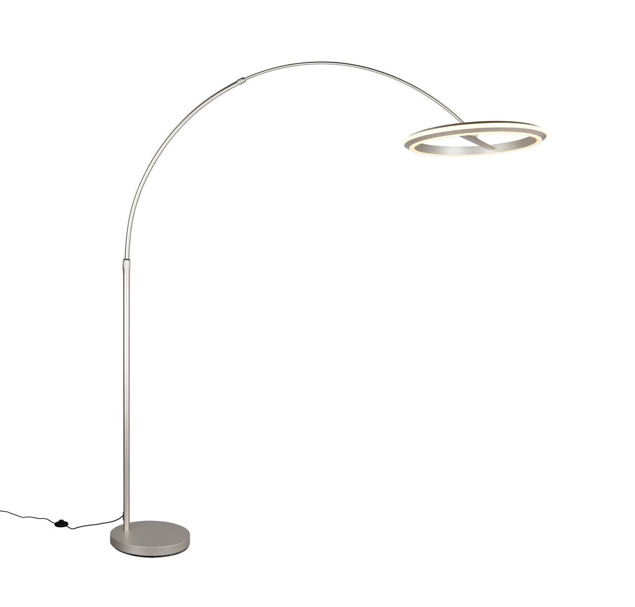 Lampa stojąca podłogowa nowoczesna srebrna duża łuk z ringiem LED 21W AMADOR Trio
