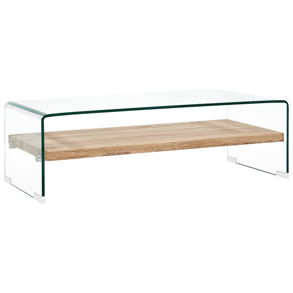 Stół kawowy VidaXL przezroczysty 98x45x31 cm MDF i szkło hartowane