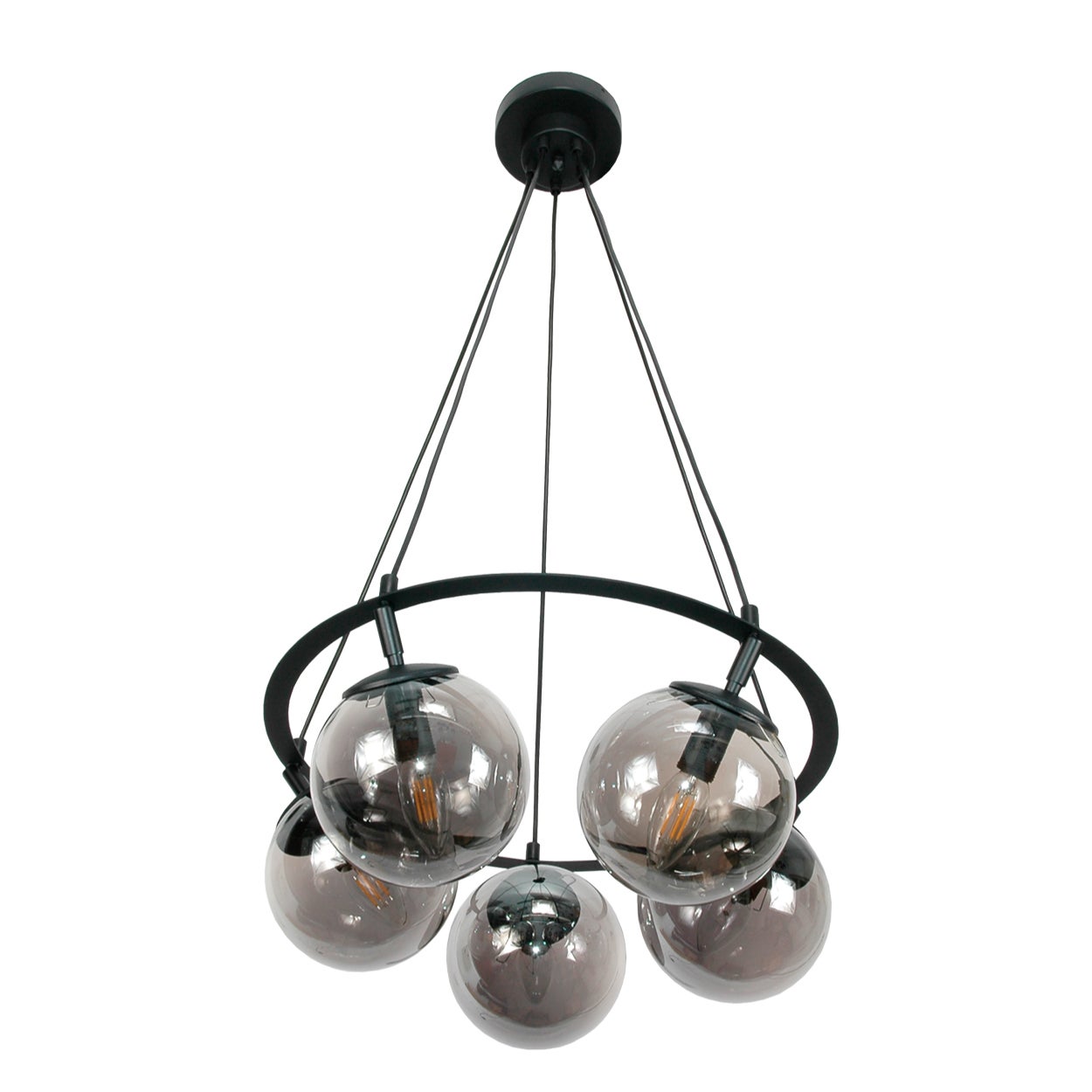 Lampa wisząca sufitowa ANKOR czarna nowoczesna do salonu 5xE14 Edylit