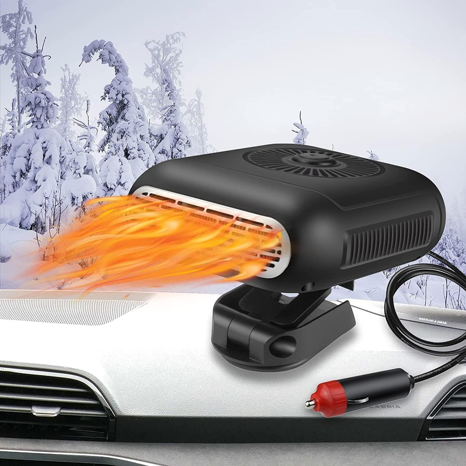 Ogrzewacz samochodowy, przenośny ogrzewacz samochodowy, ogrzewacz samochodowy z gniazdem zapalniczki, 12 V 150 W, 2 w 1, szybkie nagrzewanie