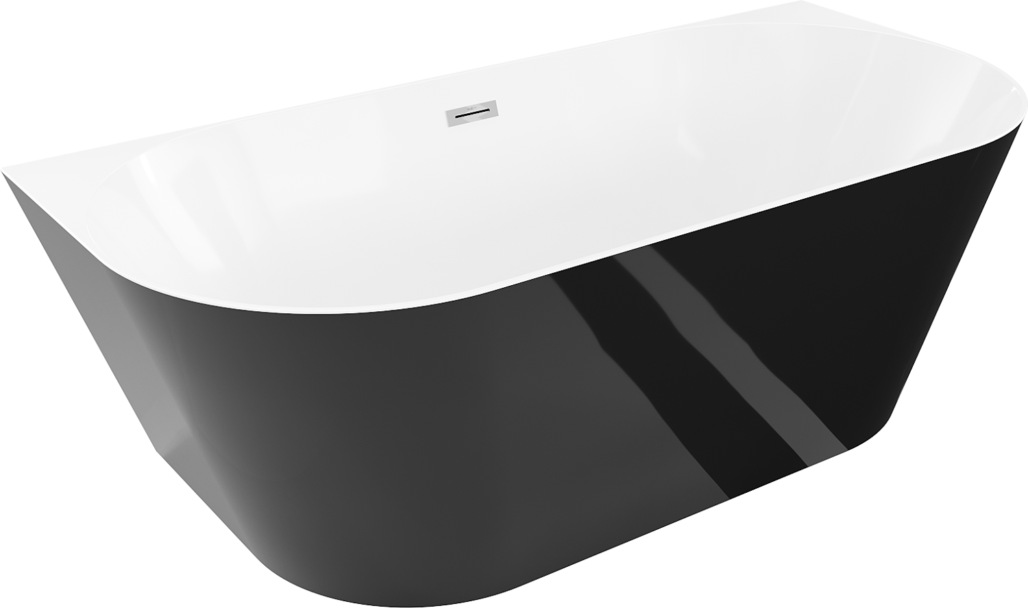Mexen Oval Slim wanna wolnostojąca przyścienna 170 x 80 cm, biała/czarna, przelew chrom - 52661708075-01