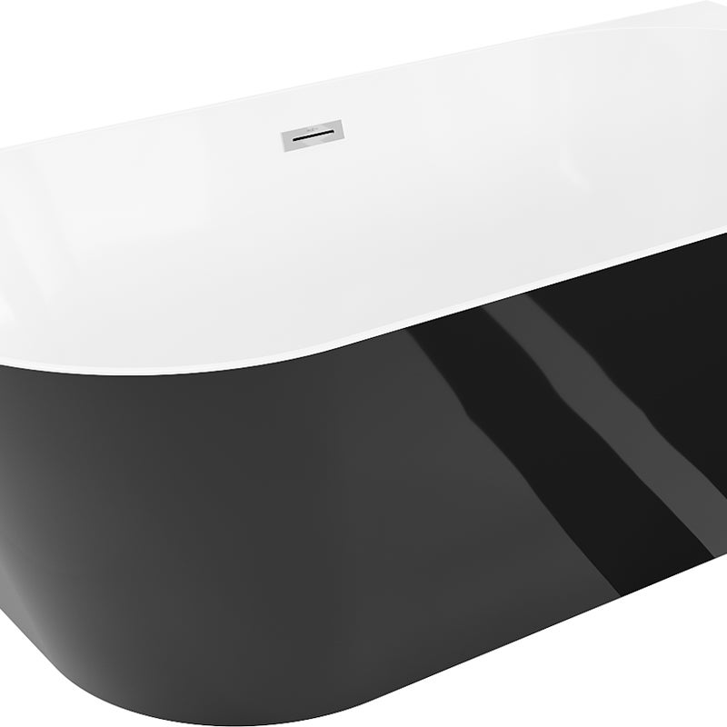 Mexen Oval Slim wanna wolnostojąca przyścienna 170 x 80 cm, biała/czarna, przelew chrom - 52661708075-01