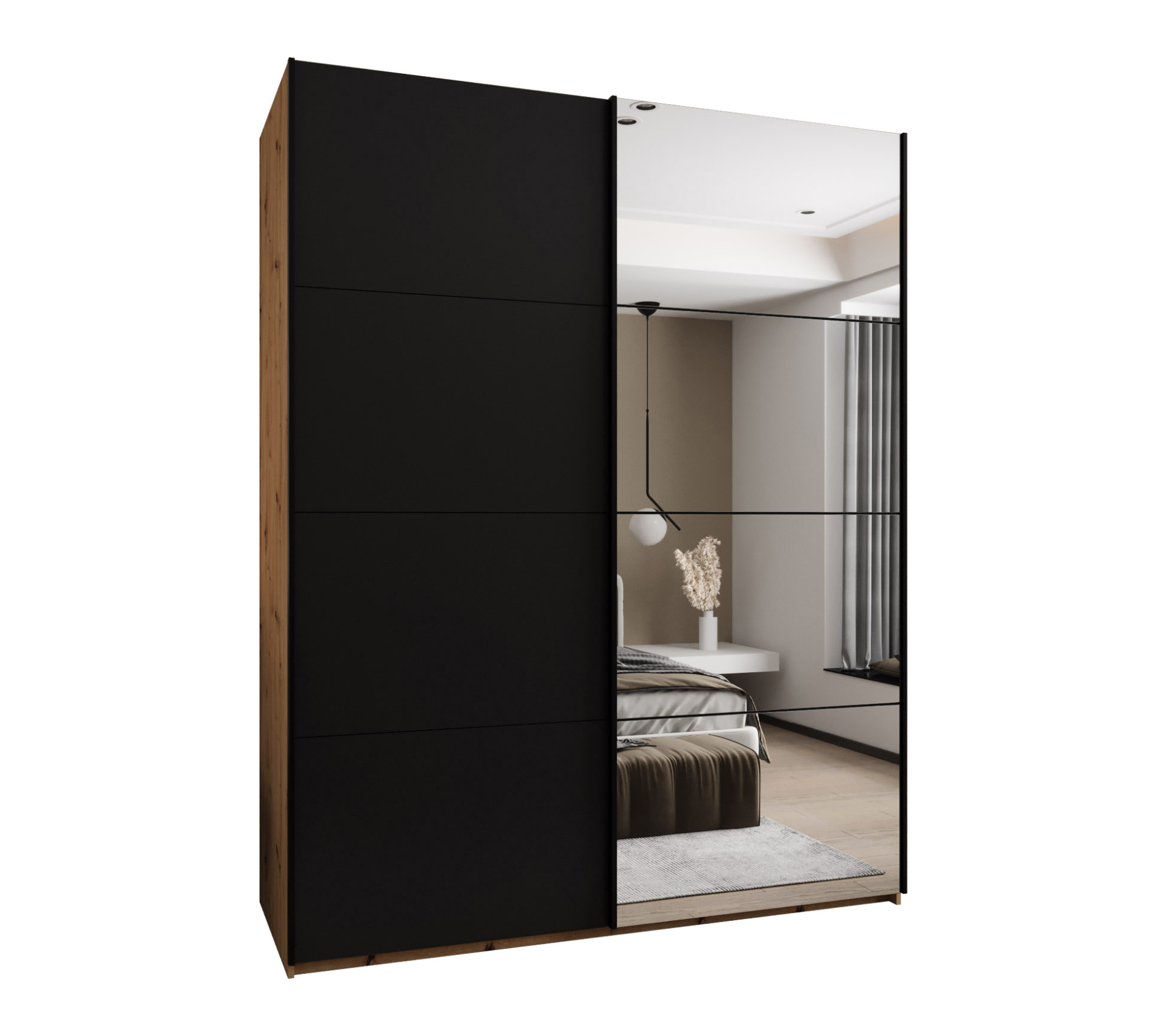 Szafa przesuwna wysoka Lux 3 190 x 64 x 245,5 cm artisan + czarny + u. czarny - Abiks Meble