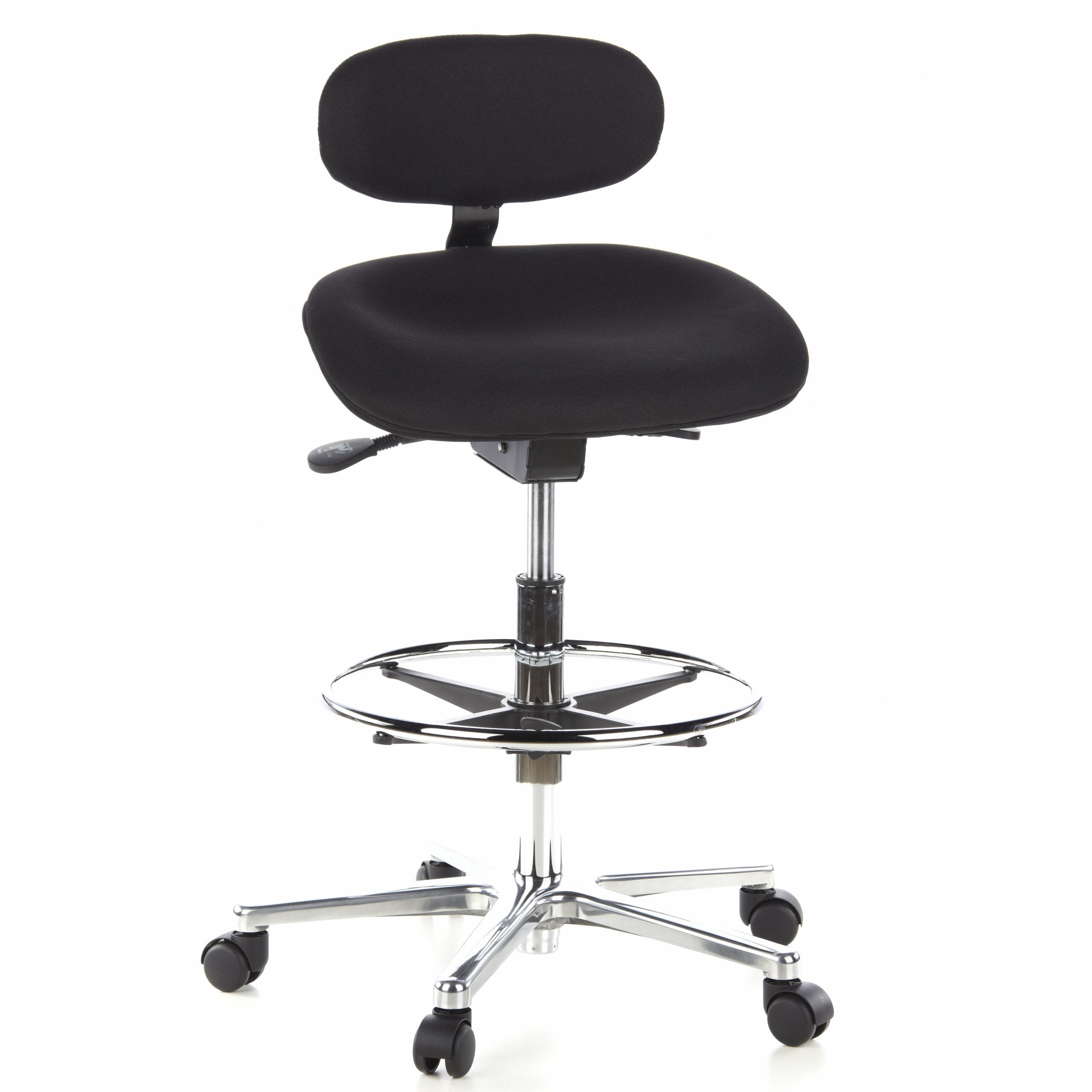Taboret / stołek obrotowy / krzesło robocze WORK MF tkanina czarny chrom hjh OFFICE