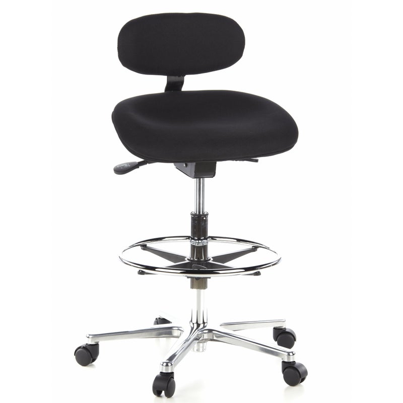 Taboret / stołek obrotowy / krzesło robocze WORK MF tkanina czarny chrom hjh OFFICE