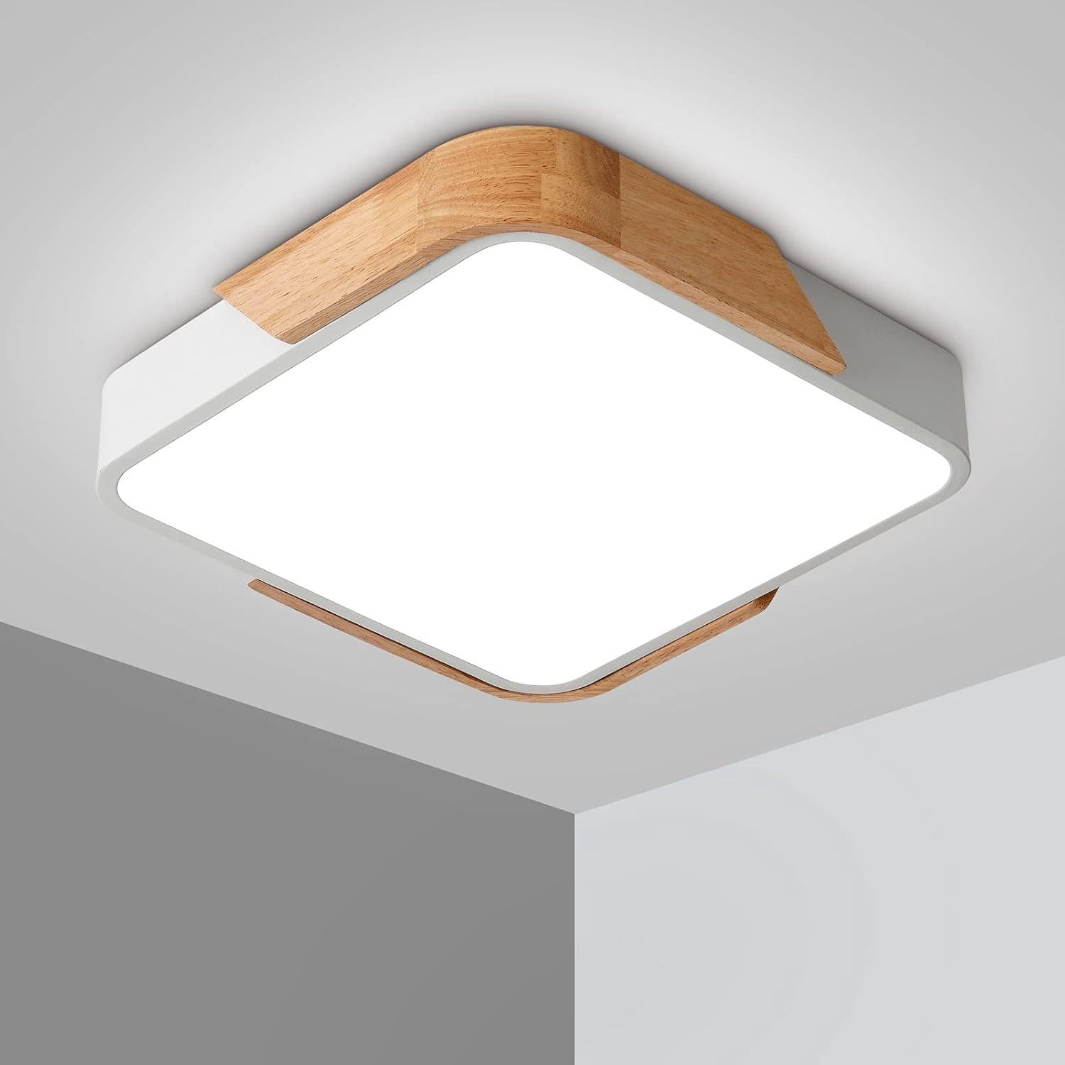 Lampa sufitowa LED 24 W z pilotem, regulowana jasność, ultracienka, nowoczesna, kwadratowa lampa łazienkowa do domu, biura i sypialni