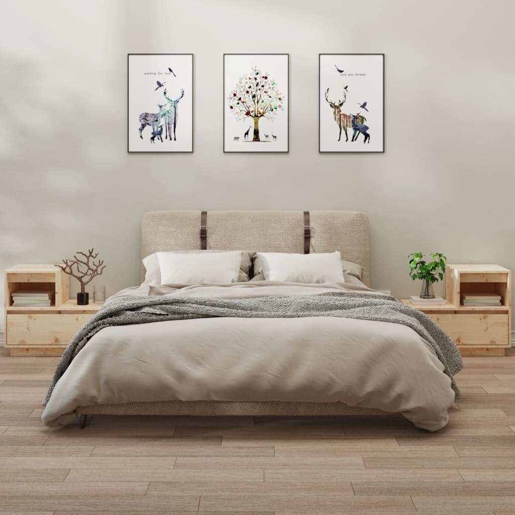 Stolik nocny VidaXL z drewna sosnowego 60x34x51 cm