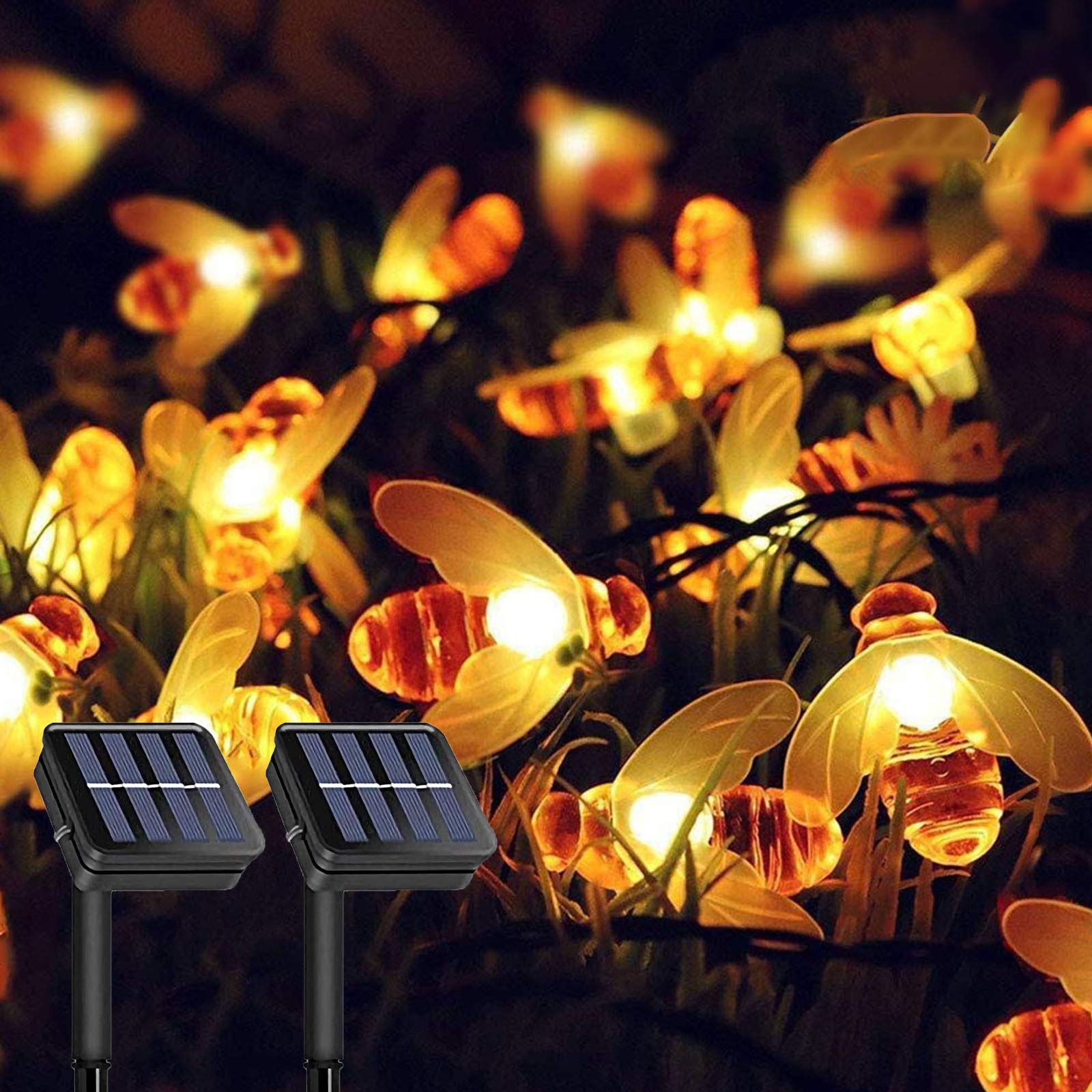 Solarna girlanda świetlna w kształcie pszczoły zestawy po stóp każdy łącznie LED trybów drut miedziany wodoodporna do użytku zewnętrznego