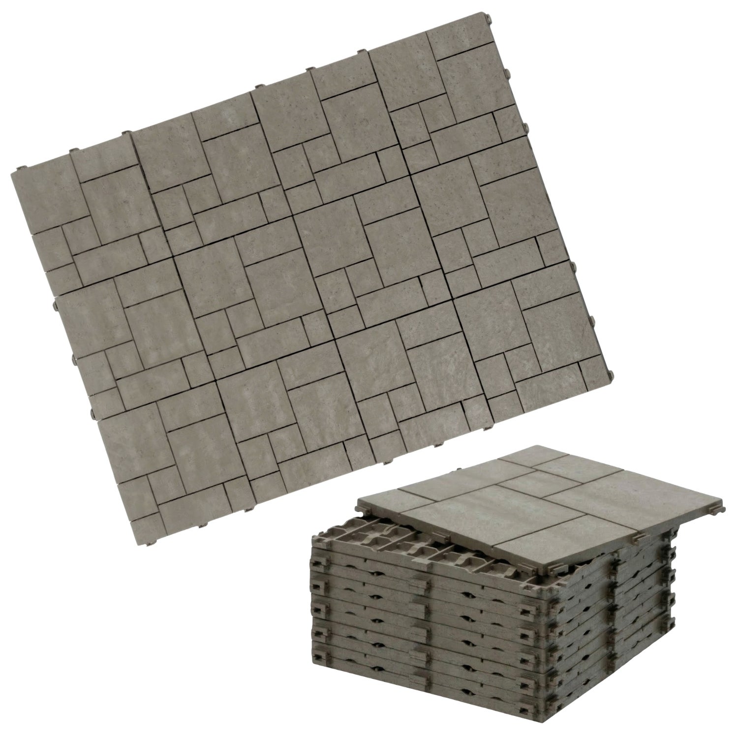 Płytka tarasowa kompozytowa z recyklingu 30x30x1,5 cm Stone Mosaic podest tarasowy 12 szt (1,1 m2) beżowy