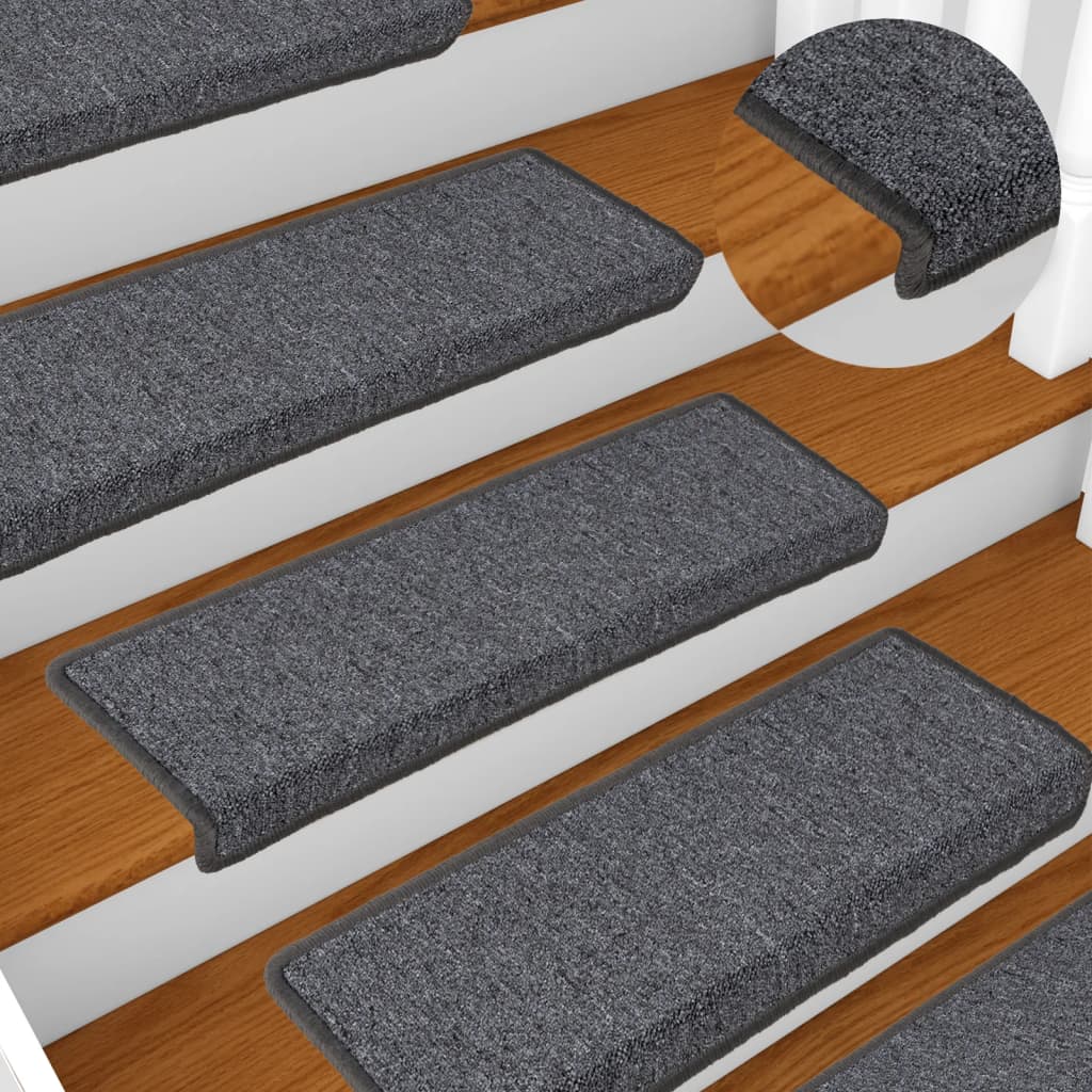 Maty na schody 15 szt. 65x21x4 cm Ciemnoszary prostokątny brzeg vidaXL