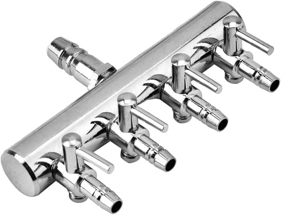 4-drożny rozdzielacz powietrza ze stali nierdzewnej do akwariów i akwakultury – regulowany zawór zwrotny z wlotem 8 mm / wylotem 4 mm