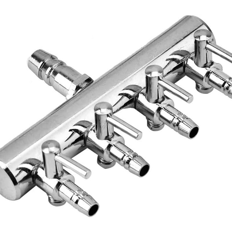4-drożny rozdzielacz powietrza ze stali nierdzewnej do akwariów i akwakultury – regulowany zawór zwrotny z wlotem 8 mm / wylotem 4 mm